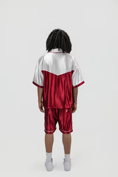 Crxsscut Satin Set Burgandy and Cream