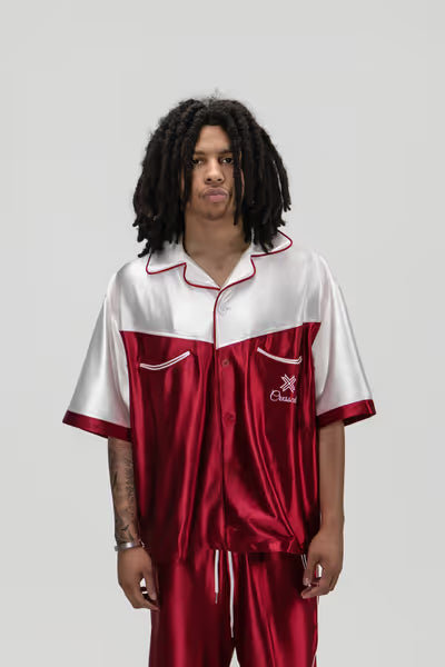 Crxsscut Satin Set Burgandy and Cream