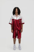 Crxsscut Satin Set Burgandy and Cream